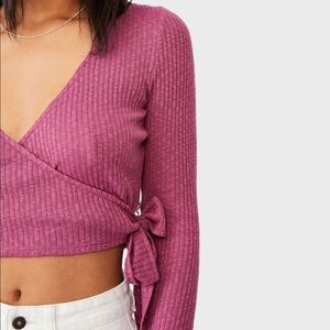 ♥️4/$30 WHITE Arlo textured wrap long sleeve top NWT